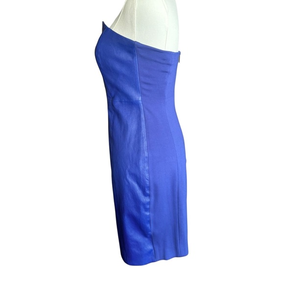 Catherine Malandrino Leather Strapless Mini Dress in Cobalt Blue Size: 4 - Picture 4 of 8